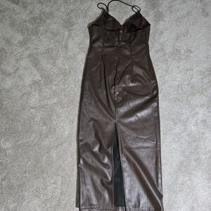 SHEIN Chocolate Faux Leather Dress
